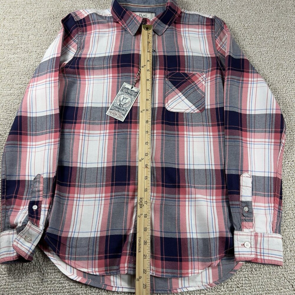 Flag & Anthem Plaid Long Sleeve Shirt Red Blue White Women’s Size XS - Picture 4 of 8
